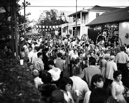 Crowds on Villita Street in the Mexican Market Area, 1964.