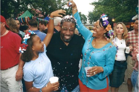 Cracking a confetti filled cascaron, 1983.