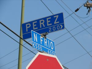 Street sign for 200 block of Perez Street