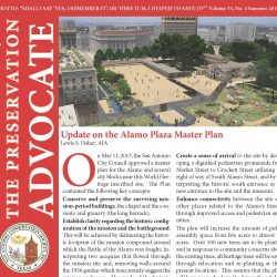 Front cover of summer 2017 newsletter showing rendering from Alamo Plaza Master Plan