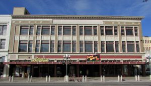 The front of the Woolworth Building on Alamo Plaza.