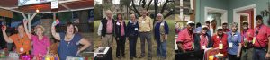 Three photos compiled into a collage that show volunteers from three different events