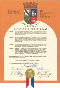 Bexar County proclamation for Woolworth 100th anniversary
