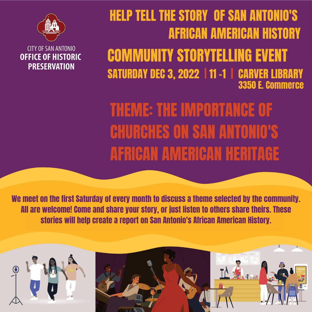 Flyer for African American History storytelling event 12-3-22