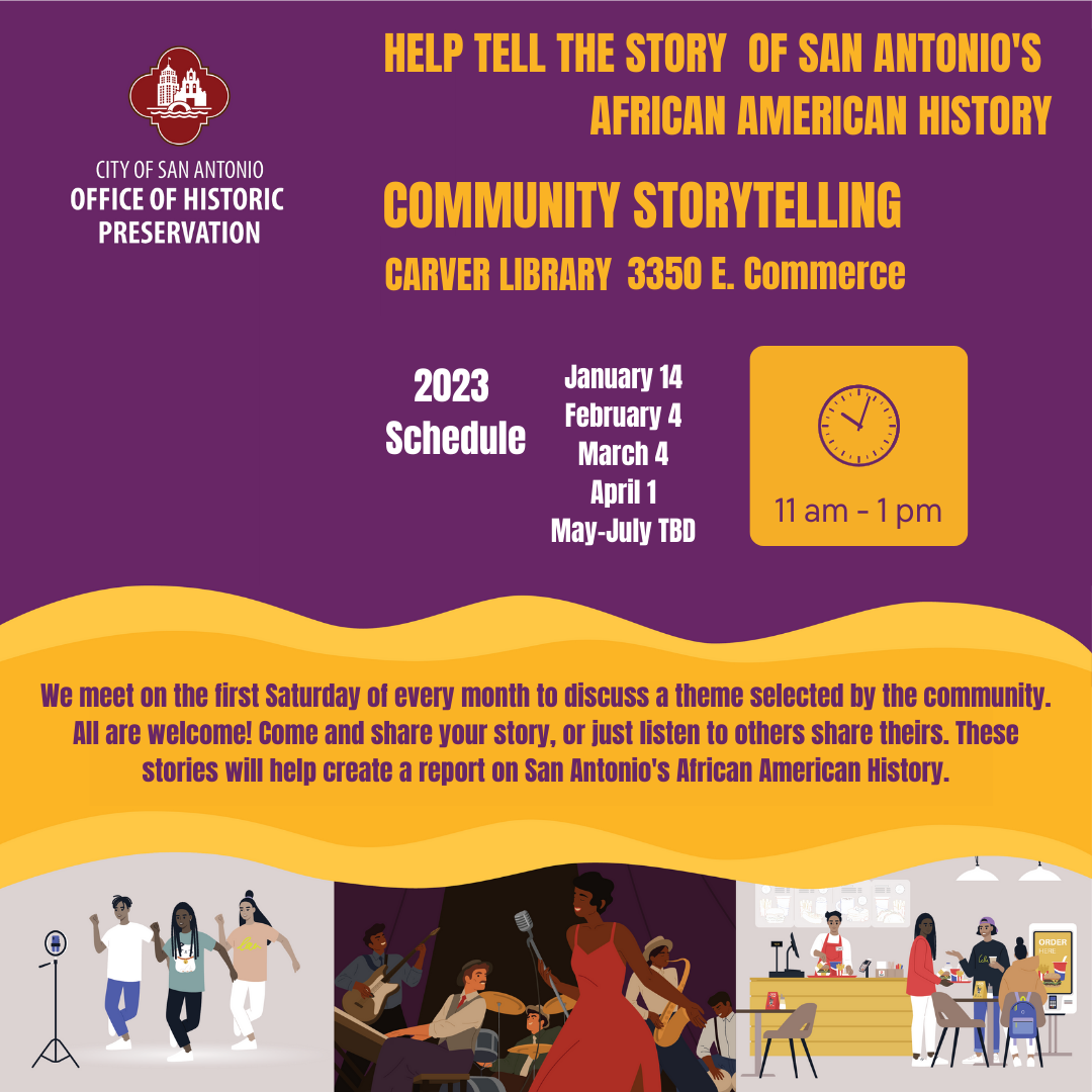 African American Community Storytelling Schedule at Carver Library