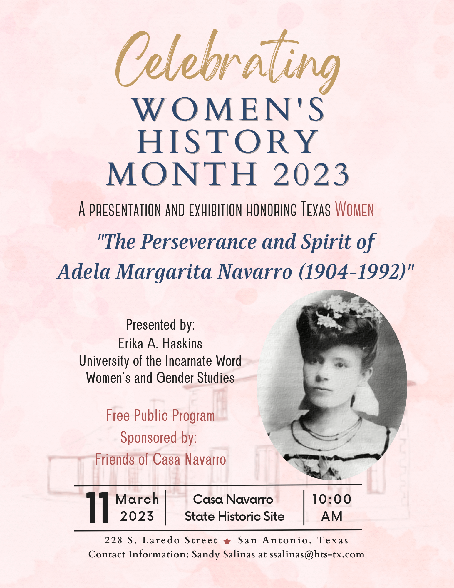 Flyer for Presentation on Adela Margarita Navarro, 03-11-23