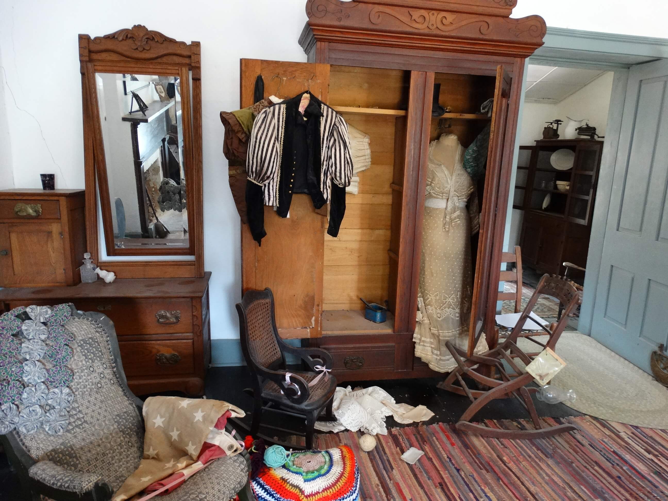 Clothing stripped from bedroom wardrobe by vandals