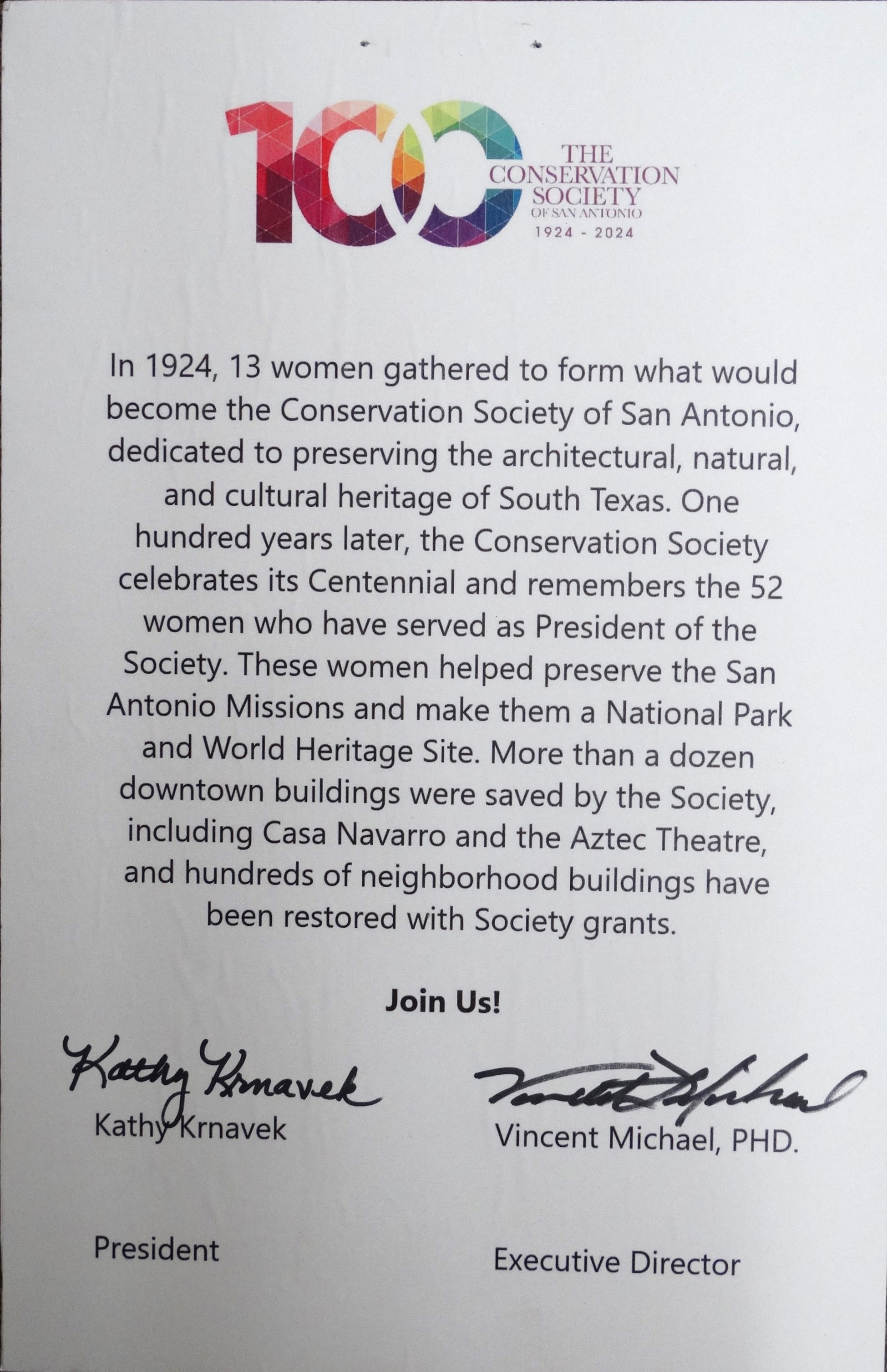 Letter about Conservation Society Centennial