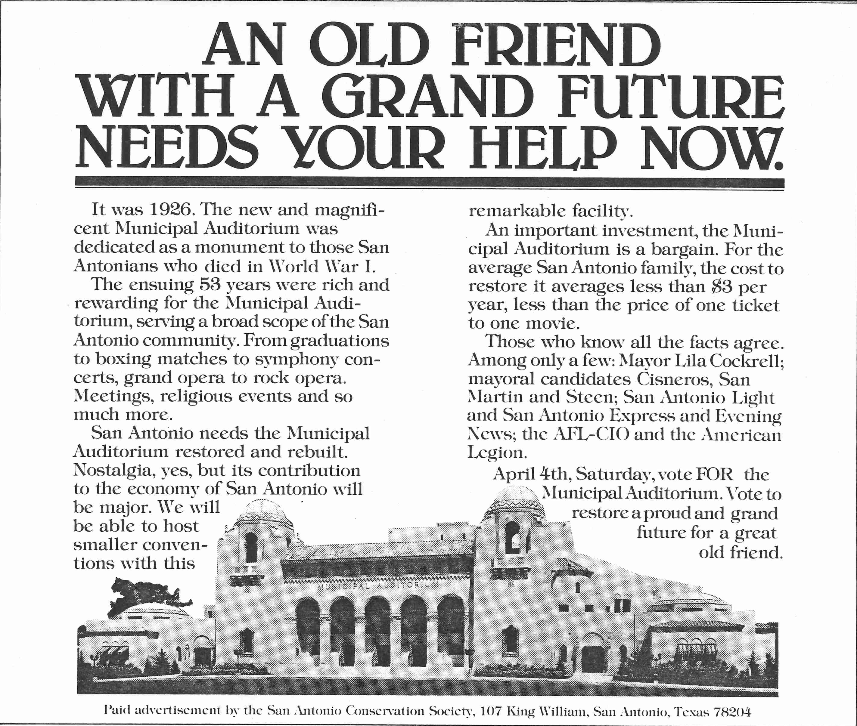 Municipal Auditorium bond ad