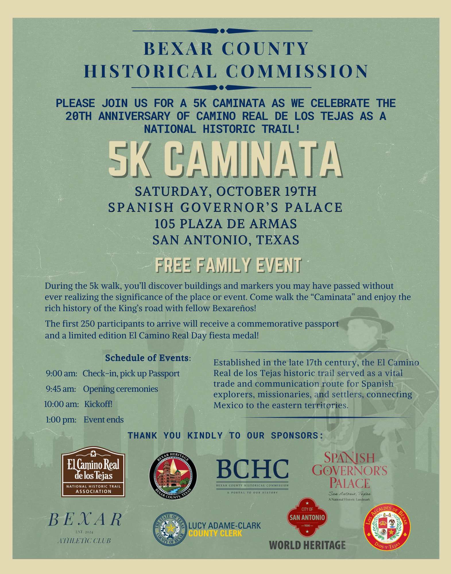 Flyer for Bexar County 5K walk Caminita event Oct. 19, 2024.