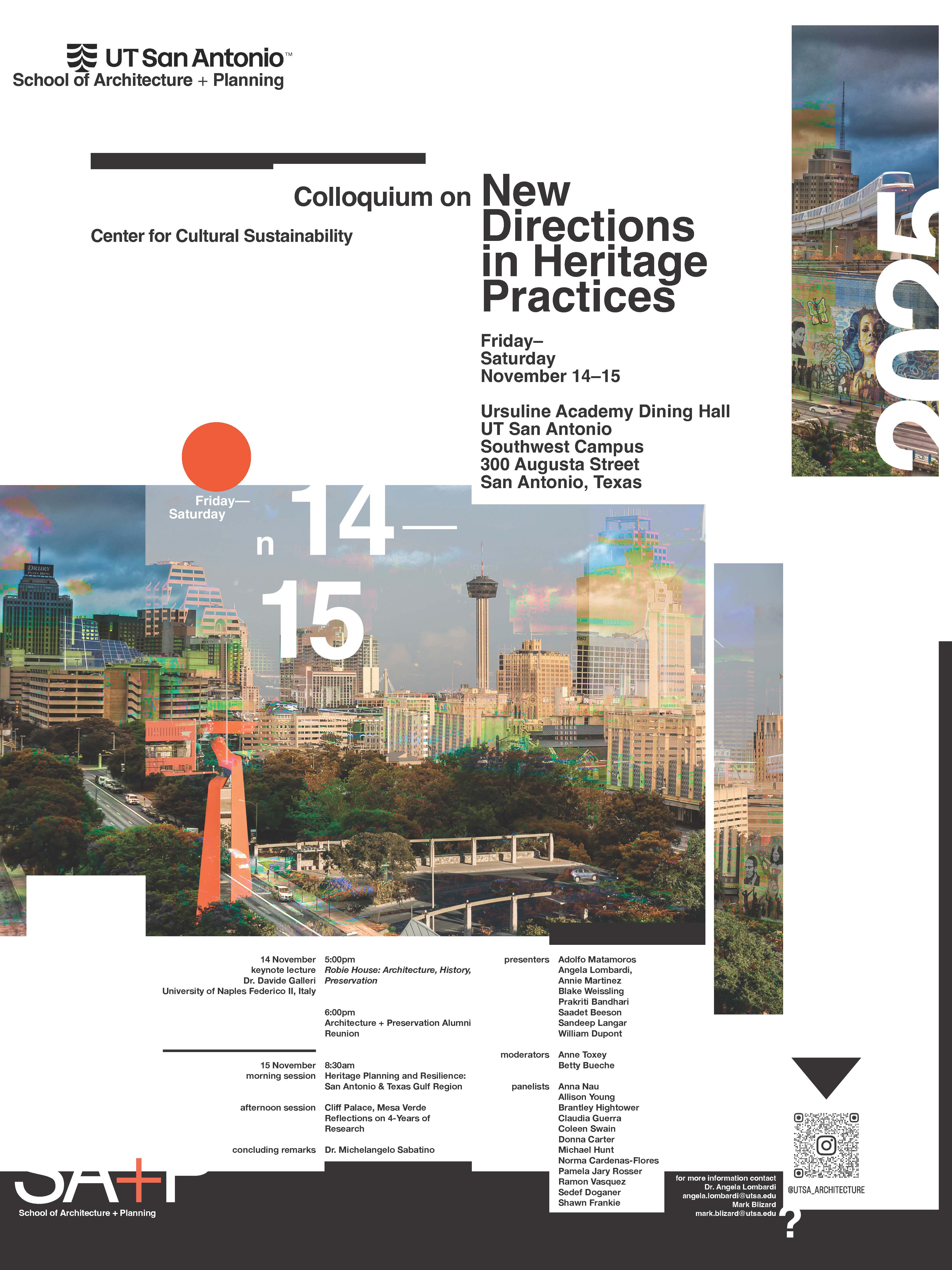 Flyer for UT San Antonio Colloquium on New Directions in Heritage Practices